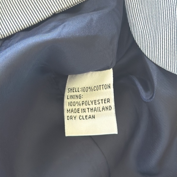 Talbots Petites Blue Preppy Pinstripe Fitted Blazer Jacket Italian Woven Cotton - Picture 9 of 11